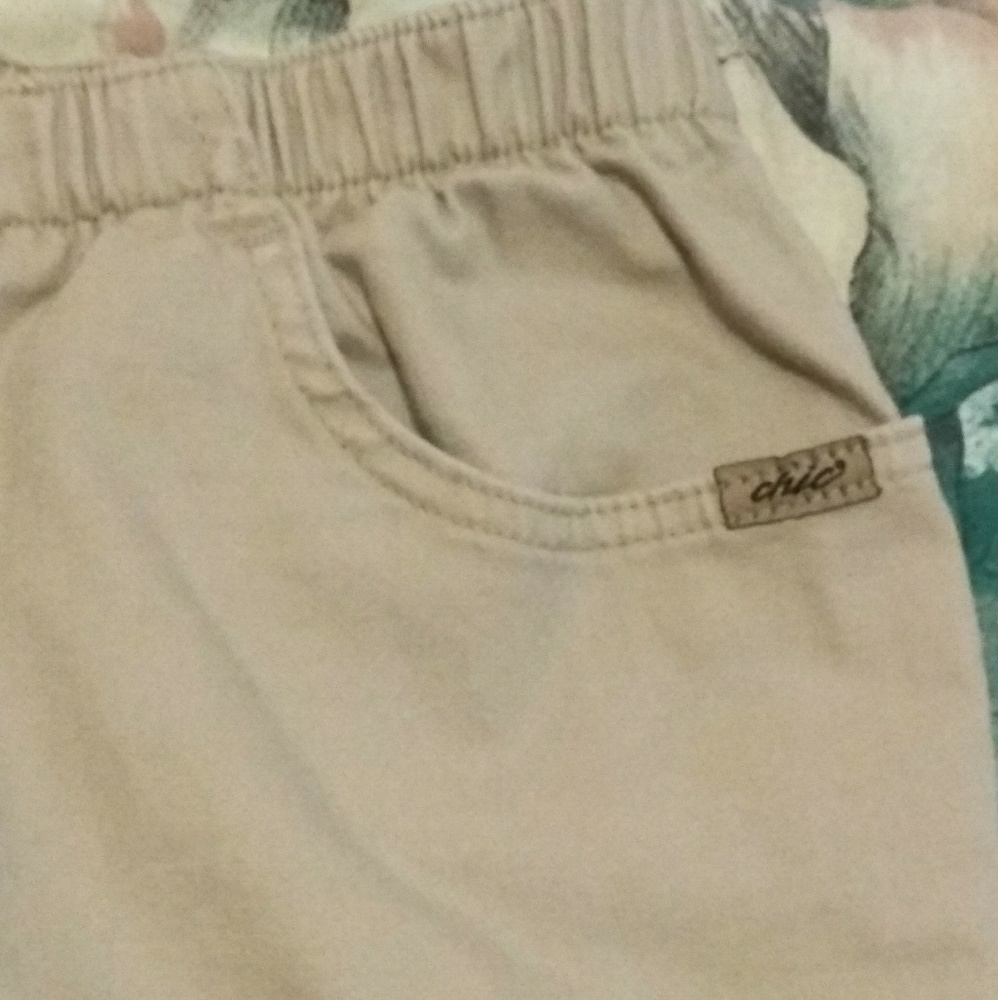 Khaki denim cropped pants